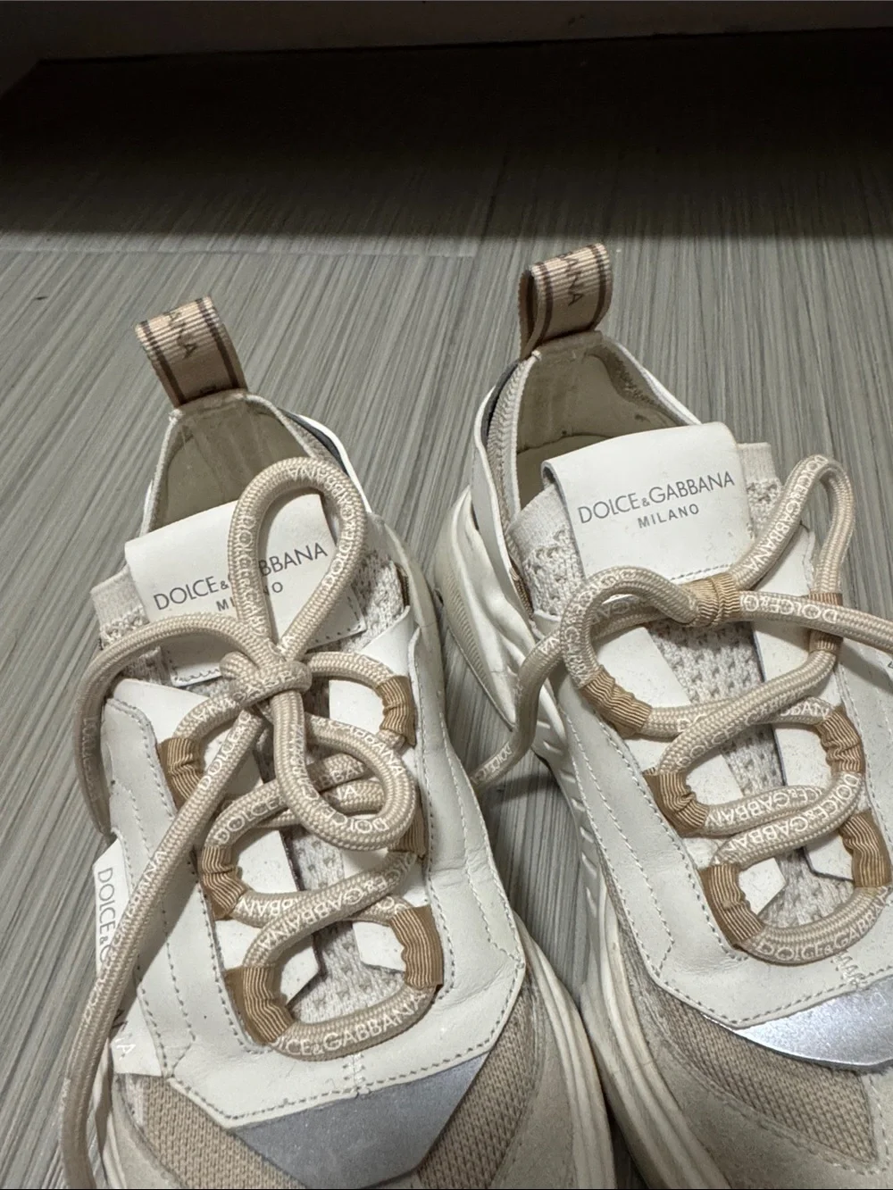 Dolce & Gabbana Beige, White and Gray Women's Chunky Sneaker